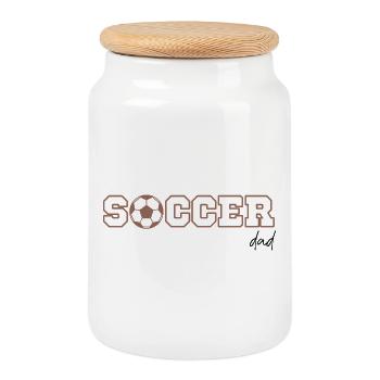 soccer dad - Cookie Jar with Wooden Lid - white - Front