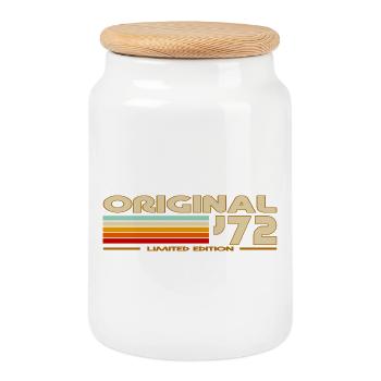 1972 - Cookie Jar with Wooden Lid - white - Front