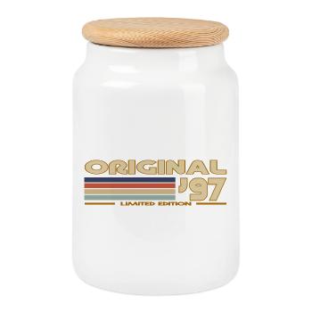 1997 - Cookie Jar with Wooden Lid - white - Front