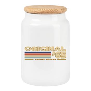1965 - Cookie Jar with Wooden Lid - white - Front