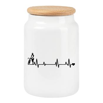 Bicycle - Cookie Jar with Wooden Lid - white - Front
