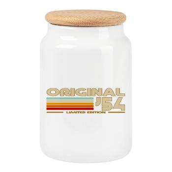 1954 - Cookie Jar with Wooden Lid - white - Front