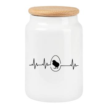 Fans de poulets - - Coq - Poussins - Boîte à biscuits avec couvercle en bois - blanc - Devant