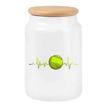 Tennis Battement de cœur Amour Joueur Fan Amour Amoureux - Boîte à biscuits avec couvercle en bois - blanc - Devant