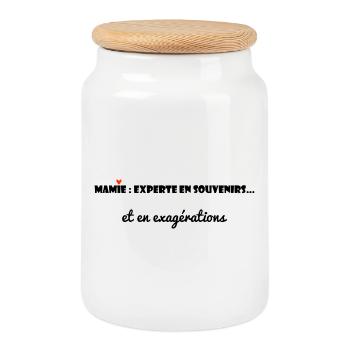 MAMIE. MAMAN. GRAND-MERE. FÊTE DES MÈRES. HUMOUR - Boîte à biscuits avec couvercle en bois - blanc - Devant
