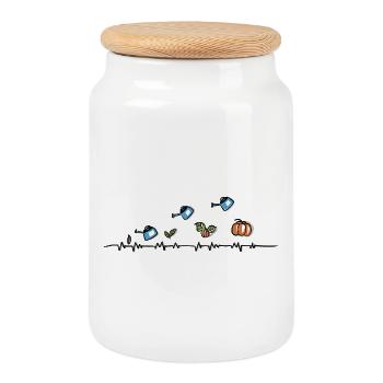 You Reap What You Sow - Garden Doodle Pumpkins - Cookie Jar with Wooden Lid - white - Front
