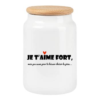 JE T'AIME. MESSAGE. CITATIONS. HUMOUR. AMOUR - Boîte à biscuits avec couvercle en bois - blanc - Devant