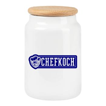 Chefkoch Kochmütze - Keksdose mit Holzdeckel - Weiß - Vorne