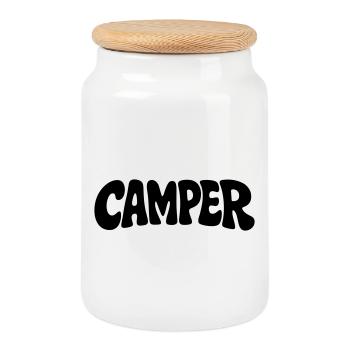 Campeur - Boîte à biscuits avec couvercle en bois - blanc - Devant