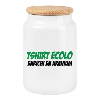 Ecolo Enrichi Uranium Humour Noir - Boîte à biscuits avec couvercle en bois - blanc - Devant