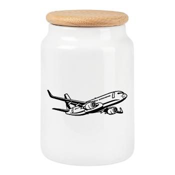 Flugzeug - Keksdose mit Holzdeckel - Weiß - Vorne