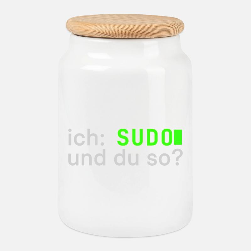 ich: SUDO und du so? Linux Spruch - Programmierer - Keksdose mit Holzdeckel - Weiß