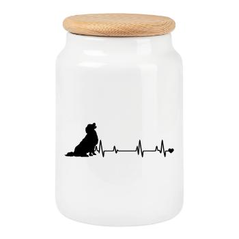 Paw print - Cookie Jar with Wooden Lid - white - Front