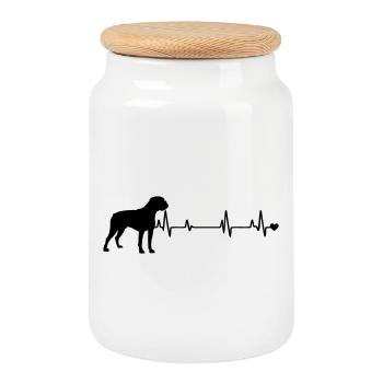Dog - Cookie Jar with Wooden Lid - white - Front