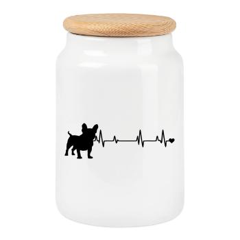 Dog - Cookie Jar with Wooden Lid - white - Front