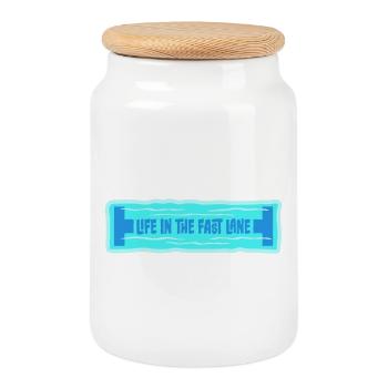 Life In The Fast Lane Float Funny Pool Saying - Cookie Jar with Wooden Lid - white - Front