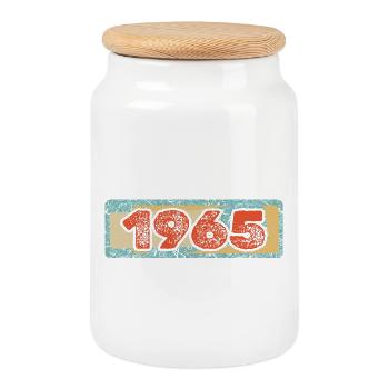 1965 - Cookie Jar with Wooden Lid - white - Front