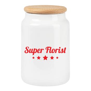 Super Fleuriste élégant calligraphie rouge - Boîte à biscuits avec couvercle en bois - blanc - Devant