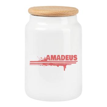 Amadeus Spritz-Schrift - Keksdose mit Holzdeckel - Weiß - Vorne