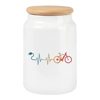 E-Bike Vélo Cycliste E-MTB VTT - Boîte à biscuits avec couvercle en bois - blanc - Devant