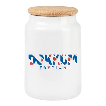 Chemise, sweat à capuche, sac Dokkum Friesland Fryslan Flag - Boîte à biscuits avec couvercle en bois - blanc - Devant