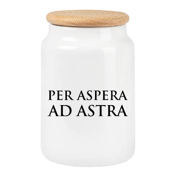 Per Aspera Ad Astra Typography Design - Cookie Jar with Wooden Lid - white - Front