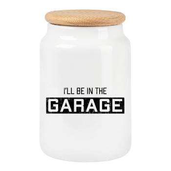 Ich werde in der Garage sein Ruhestand Lustig im Ruhestand - Keksdose mit Holzdeckel - Weiß - Vorne