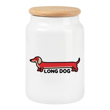 Dackel Long Dog Spruch Lustig - Keksdose mit Holzdeckel - Weiß - Vorne