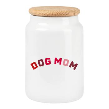 dog mom - Cookie Jar with Wooden Lid - white - Front