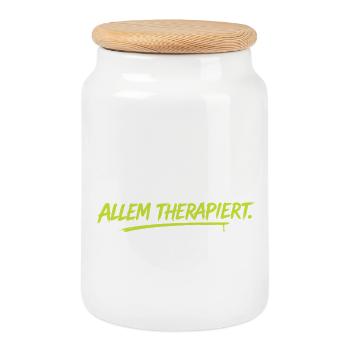 Nicht fertig mit allem therapiert - Keksdose mit Holzdeckel - Weiß - Vorne