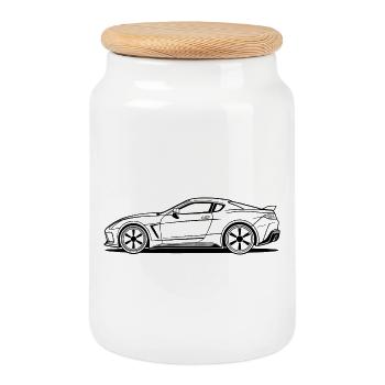 Voiture de sport - Boîte à biscuits avec couvercle en bois - blanc - Devant