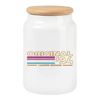 Original 94 Stripes Vintage - Cookie Jar with Wooden Lid - white - Front