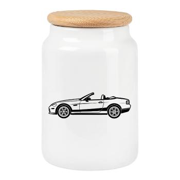 Convertible Car - Cookie Jar with Wooden Lid - white - Front