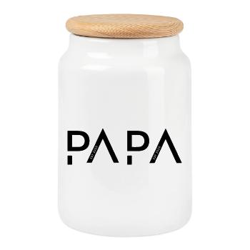Papa since 2026 - Cookie Jar with Wooden Lid - white - Front