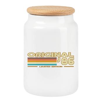 Original 86 Retro Rainbow - Keksdose mit Holzdeckel - Weiß - Vorne