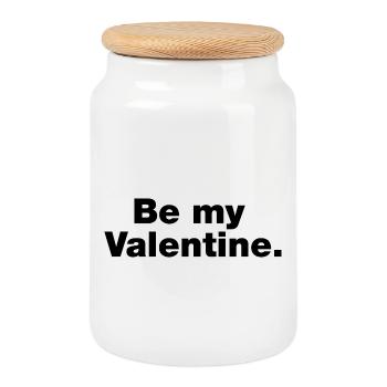 Be my valentine - Cookie Jar with Wooden Lid - white - Front