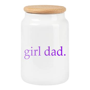 Papa fille cadeau de paternité - Boîte à biscuits avec couvercle en bois - blanc - Devant