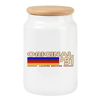 Rétro 1991 Arc ciel - Boîte à biscuits avec couvercle en bois - blanc - Devant