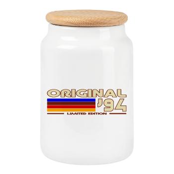 1994 - Keksdose mit Holzdeckel - Weiß - Vorne