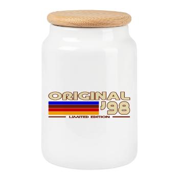 Original 98 Arc en Ciel Retro - Boîte à biscuits avec couvercle en bois - blanc - Devant