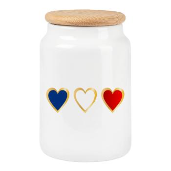 France Drapeau - Boîte à biscuits avec couvercle en bois - blanc - Devant