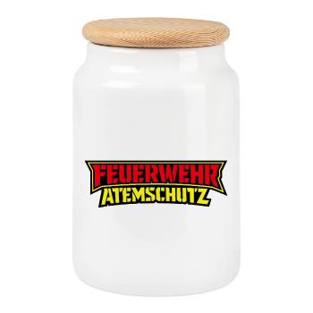 Feuerwehr Atemschutz Logo - Keksdose mit Holzdeckel - Weiß - Vorne