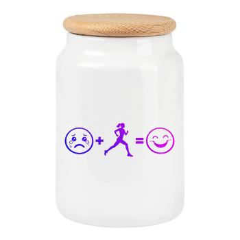 Gift idea for a running with running - Cookie Jar with Wooden Lid - white - Front
