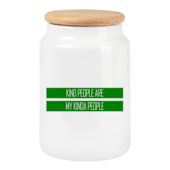 Kind People Are My Kinda People Friendliness - Cookie Jar with Wooden Lid - white - Front
