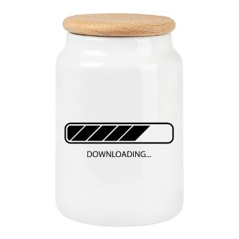 Downloading - Cookie Jar with Wooden Lid - white - Front