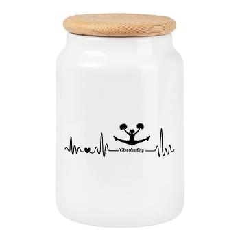 Pom-pom girls Heartbeat - Boîte à biscuits avec couvercle en bois - blanc - Devant