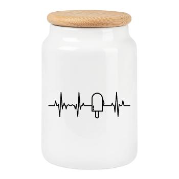 Glace d’eau Palpitations au cœur - Boîte à biscuits avec couvercle en bois - blanc - Devant