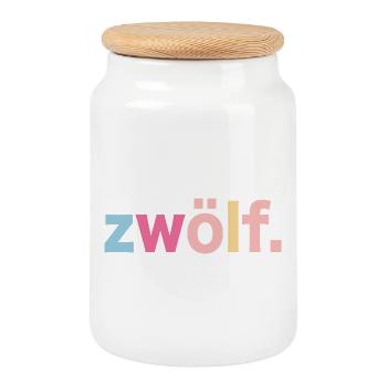 12. Geburtstag Geschenkidee - Keksdose mit Holzdeckel - Weiß - Vorne