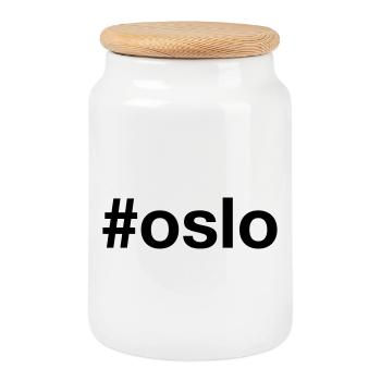 OSLO Hashtag - Norwegen - Norvège - Norge - Boîte à biscuits avec couvercle en bois - blanc - Devant