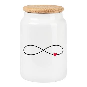 Infinite love heart symbol sign - Cookie Jar with Wooden Lid - white - Front